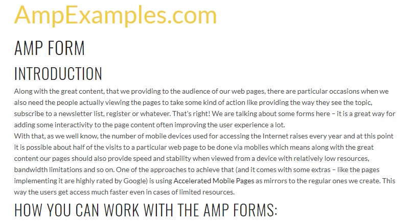  Let us  inspect AMP project and AMP-form  feature?