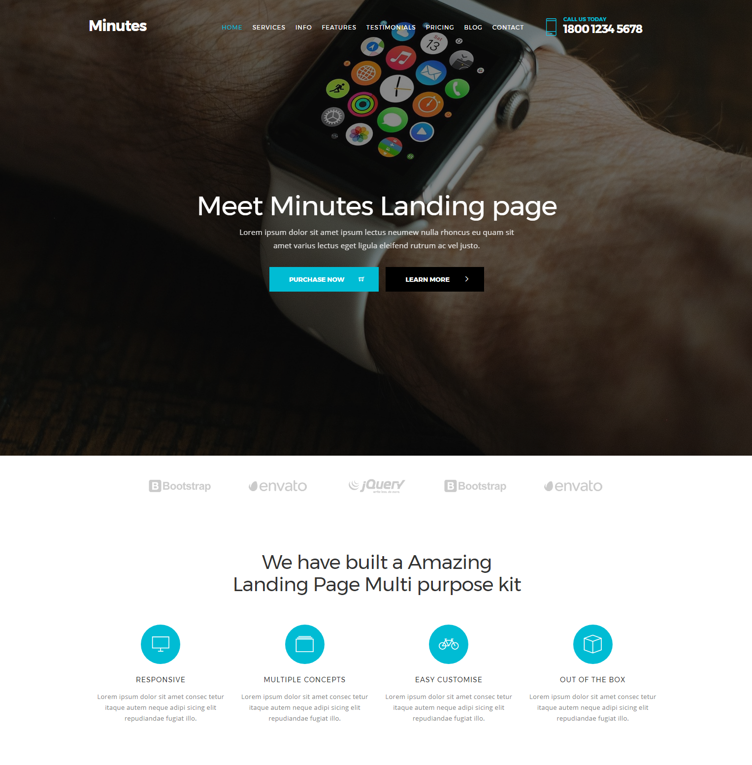 Minutes Bootstrap Landing Page