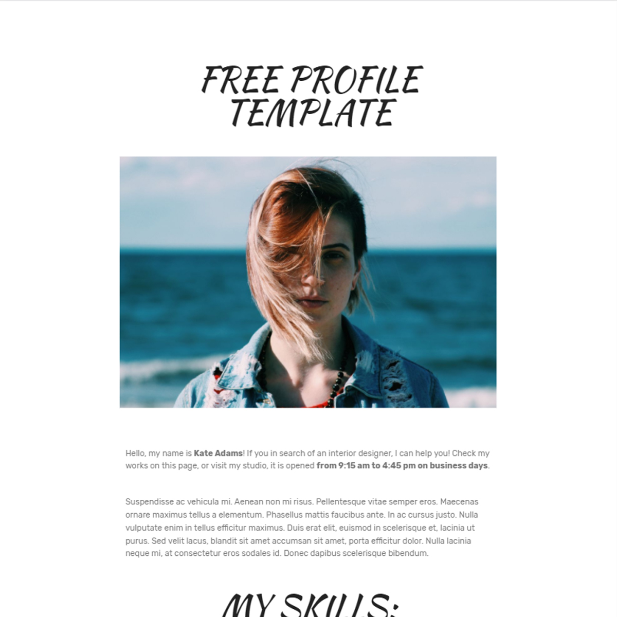 Free Bootstrap Profile Template