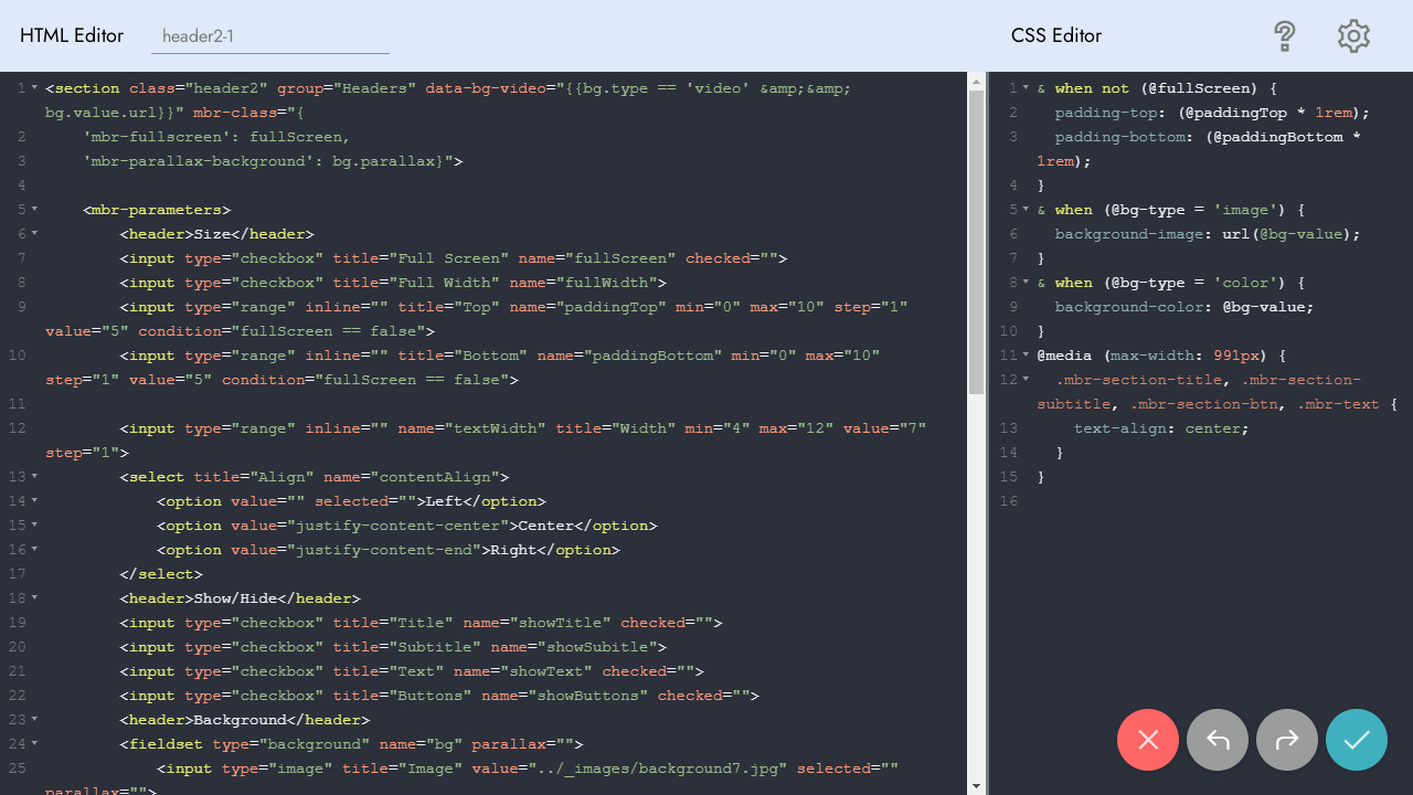 Code editor mobirise full