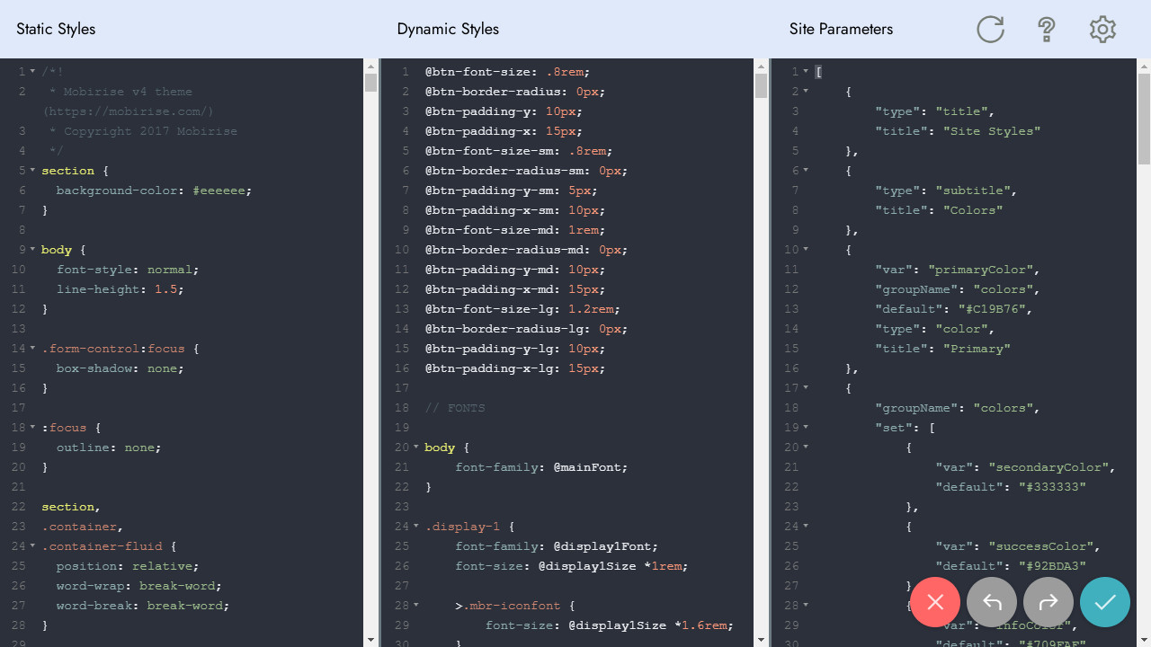 mobirise code editor download